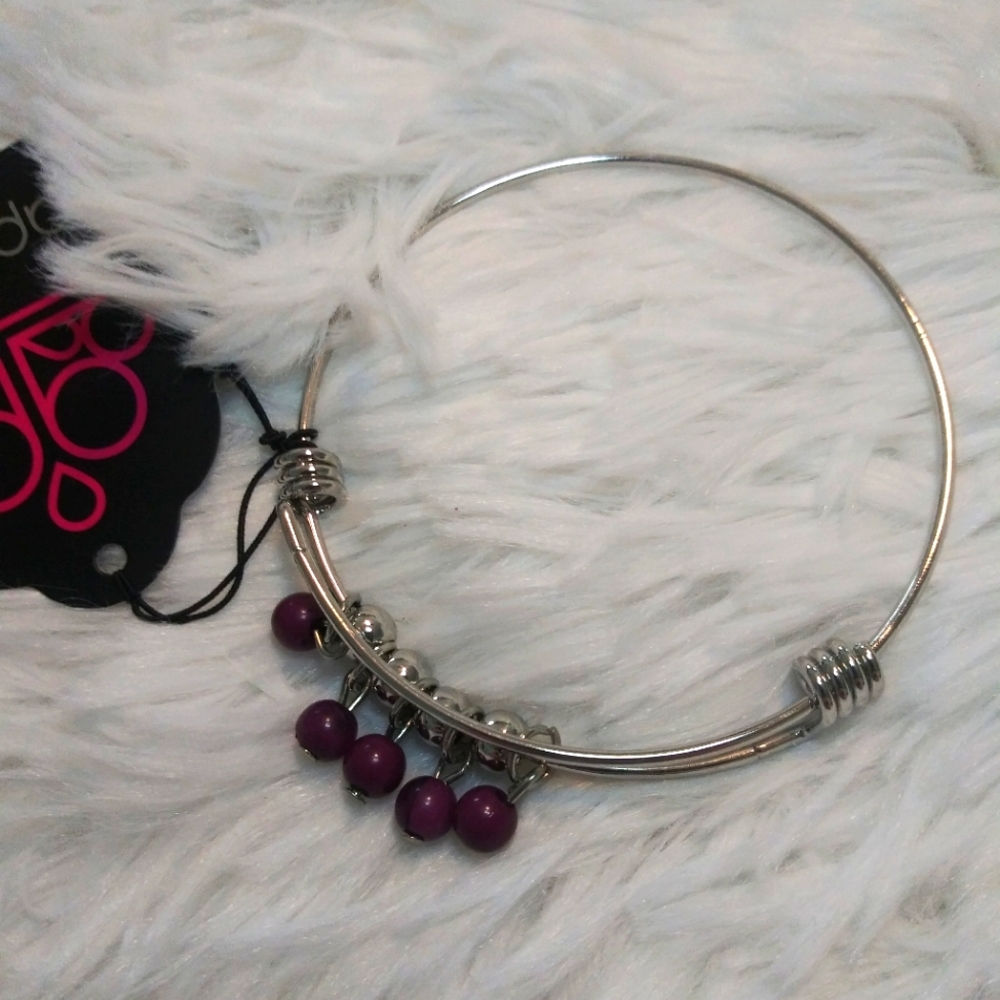 NWT All Roads Lead to ROAM silver & purple bangle bracelet